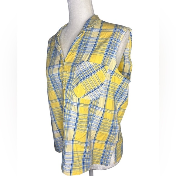 100% Cotton Plaid Button-Down Tank Large Cottagecore - Picture 2 of 4